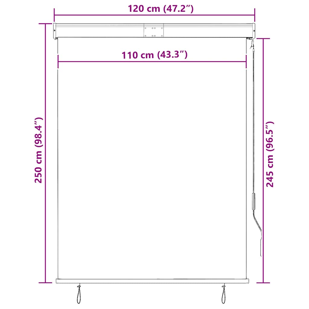 vidaXL Store Enrouleur d'Extérieur 120 x 250 cm Blanc et Orange