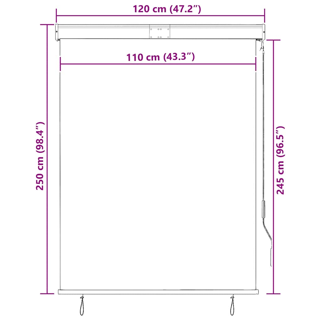 Außenrollo 120 x 250 cm Cremeweiß