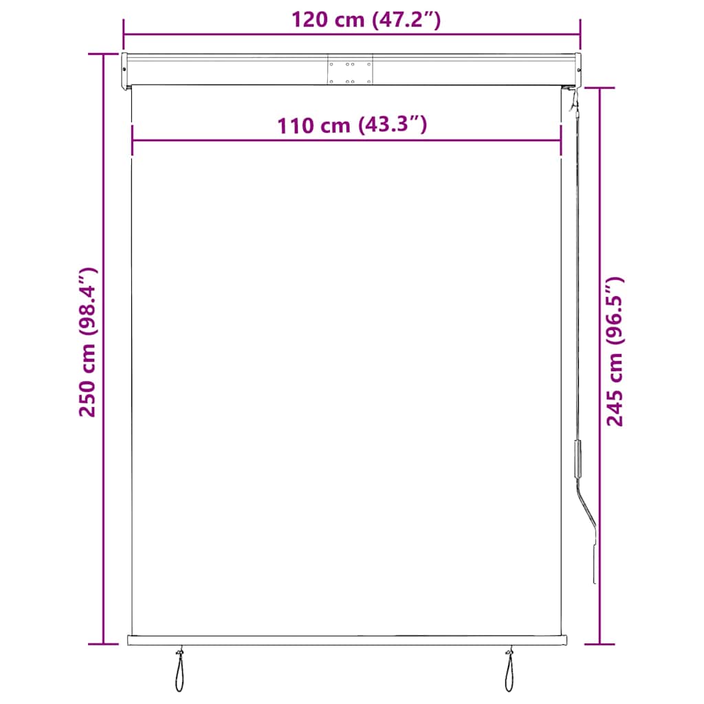 vidaXL Store enrouleur d'extérieur 120 x 250 cm orange et marron