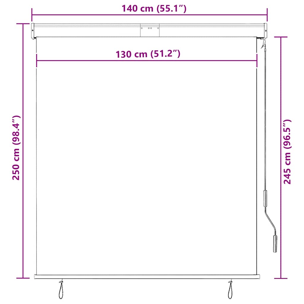 vidaXL Store extérieur 140x250 cm Bleu et Blanc