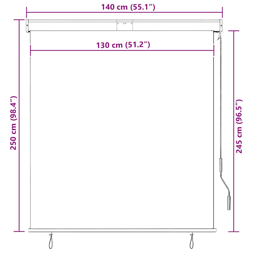 vidaXL Store extérieur 140x250 cm Crème