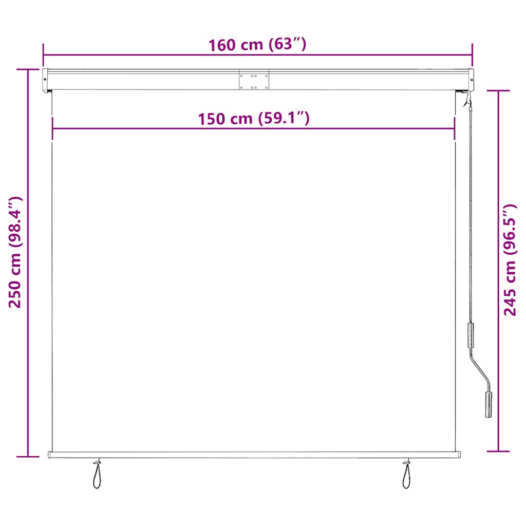 vidaXL Außenrollo 160x250 cm Weiß und Orange