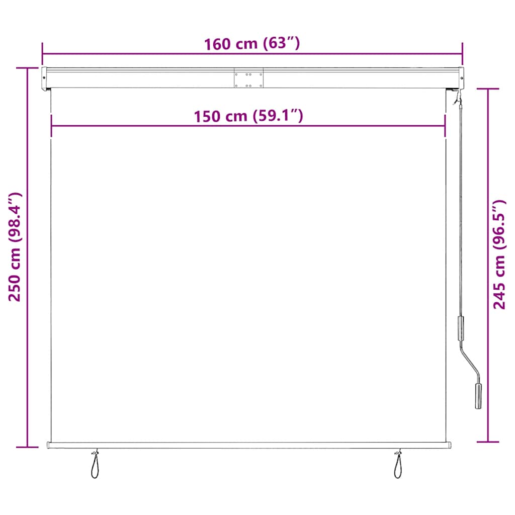 vidaXL Außenrollo 160x250 cm Anthrazit