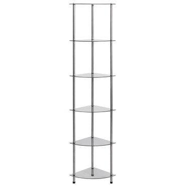 vidaXL Regal mit 6 Ablagen Transparent 30x30x160 cm Hartglas
