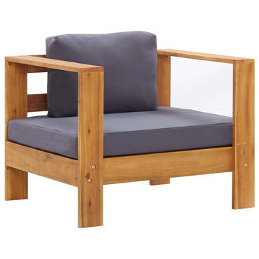 vidaXL Salon de jardin 4 pièces avec coussins Gris Bois d'acacia massif