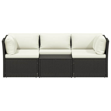 vidaXL Salon de jardin 4 pcs avec coussins résine tressée marron