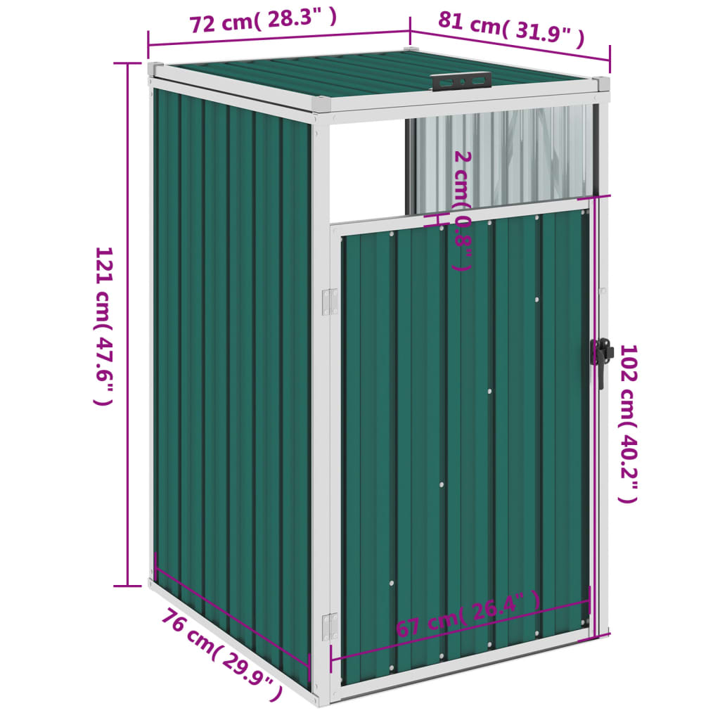 Mülltonnenbox Grün 72×81×121 cm Stahl