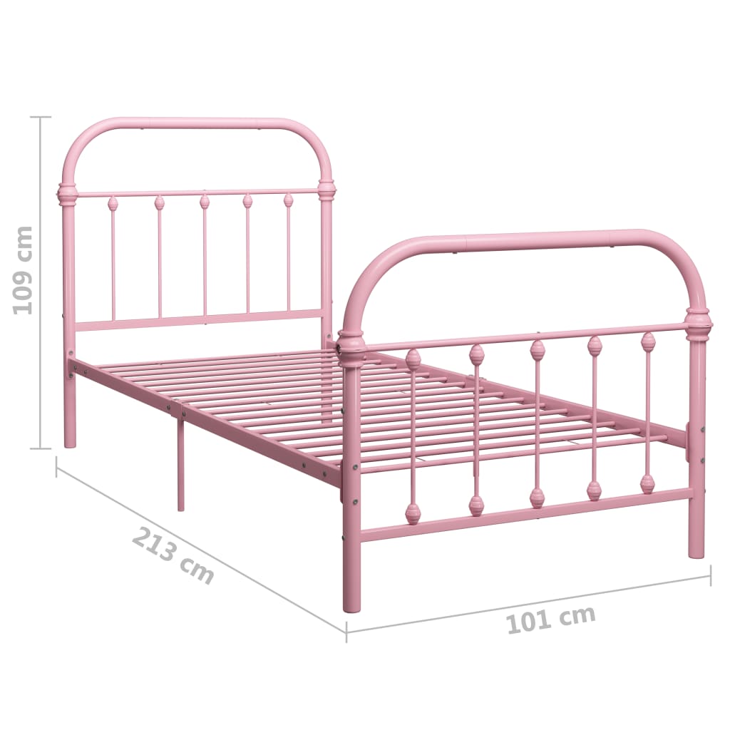 vidaXL Bettgestell Rosa Metall 90×200 cm