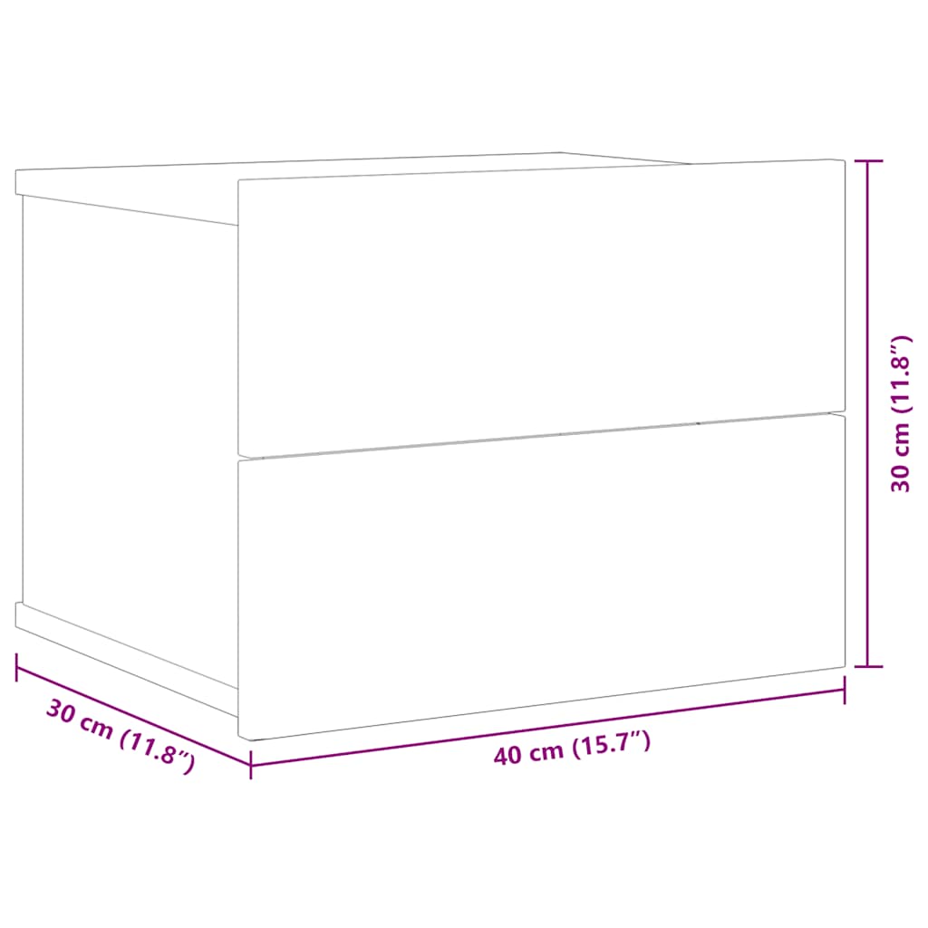 Nachttisch Schwarz 40x30x30 cm Holzwerkstoff
