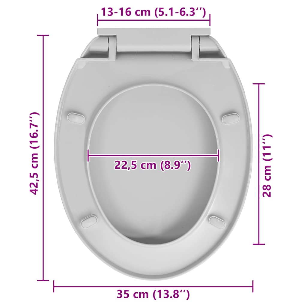 Toilettensitz mit Absenkautomatik Hellgrau Oval