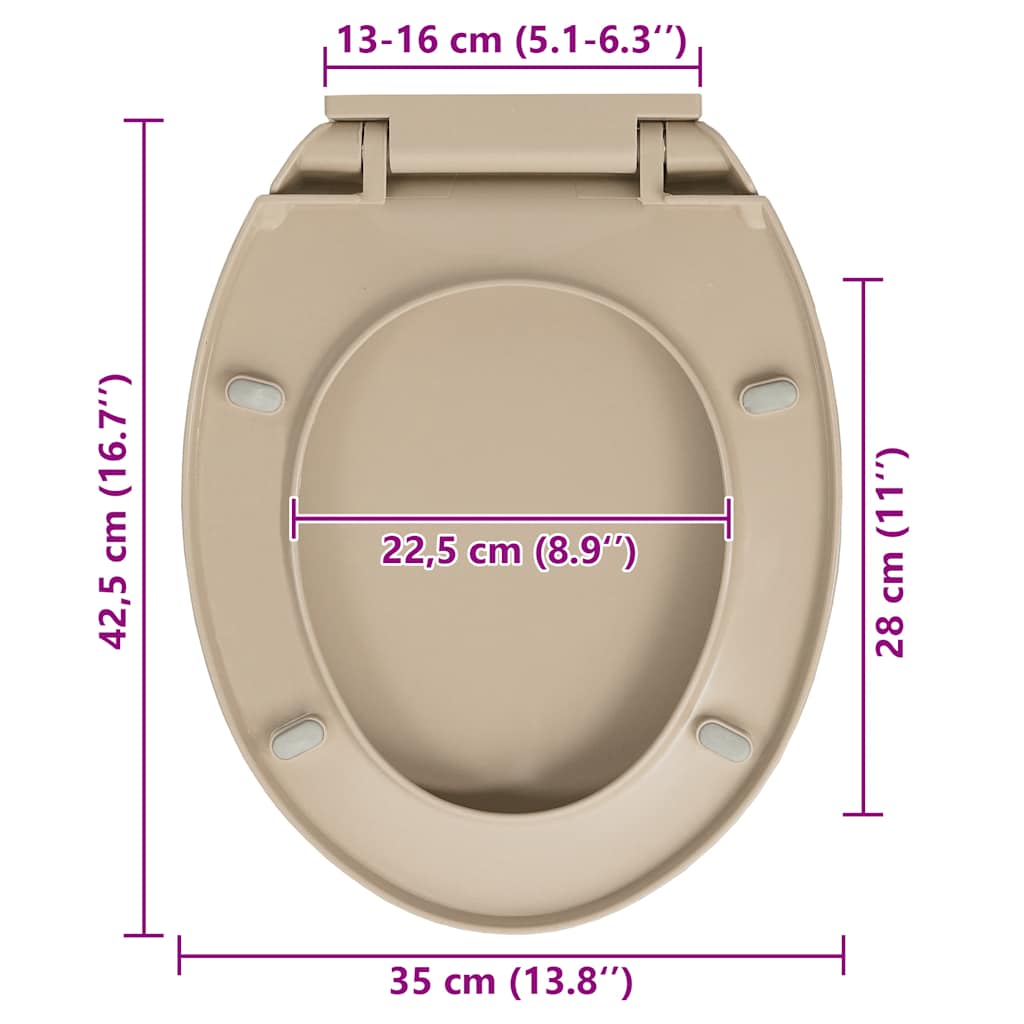 Toilettensitz mit Absenkautomatik Quick-Release Beige Oval
