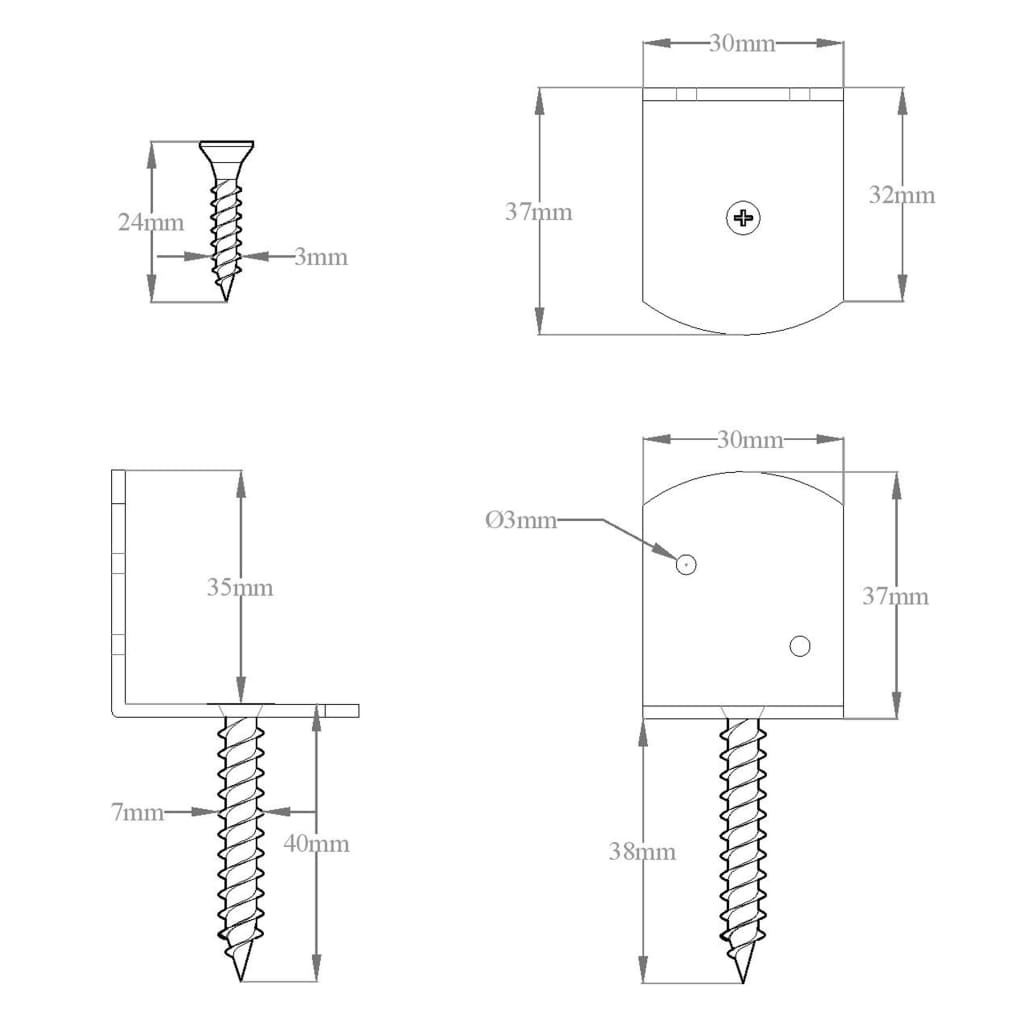 Flechtzaunhalter 24 Stk. L-Form Verzinktes Metall