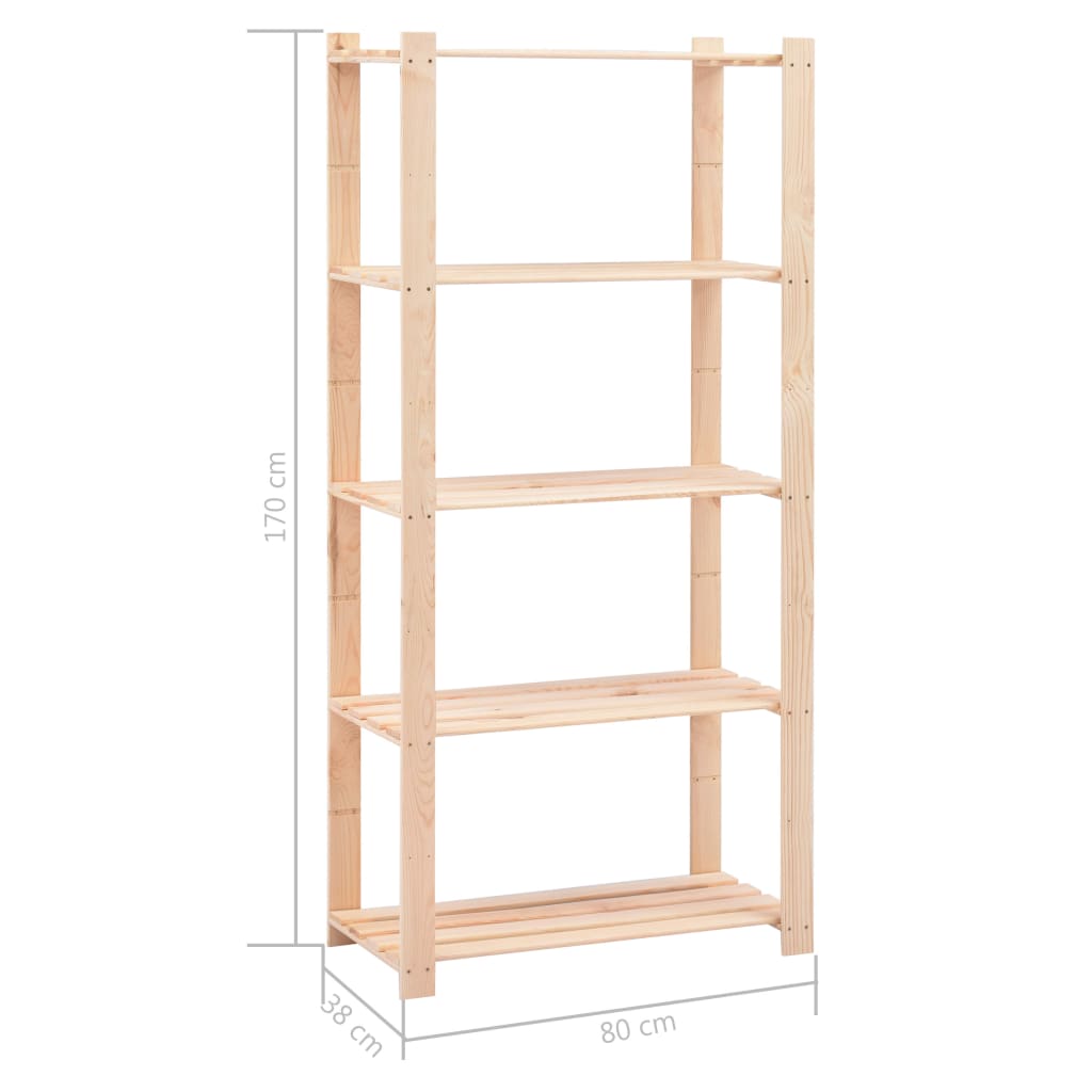 vidaXL Lagerregale 5 Böden 5 Stk. 80x38x170cm Massivholz Kiefer 250kg