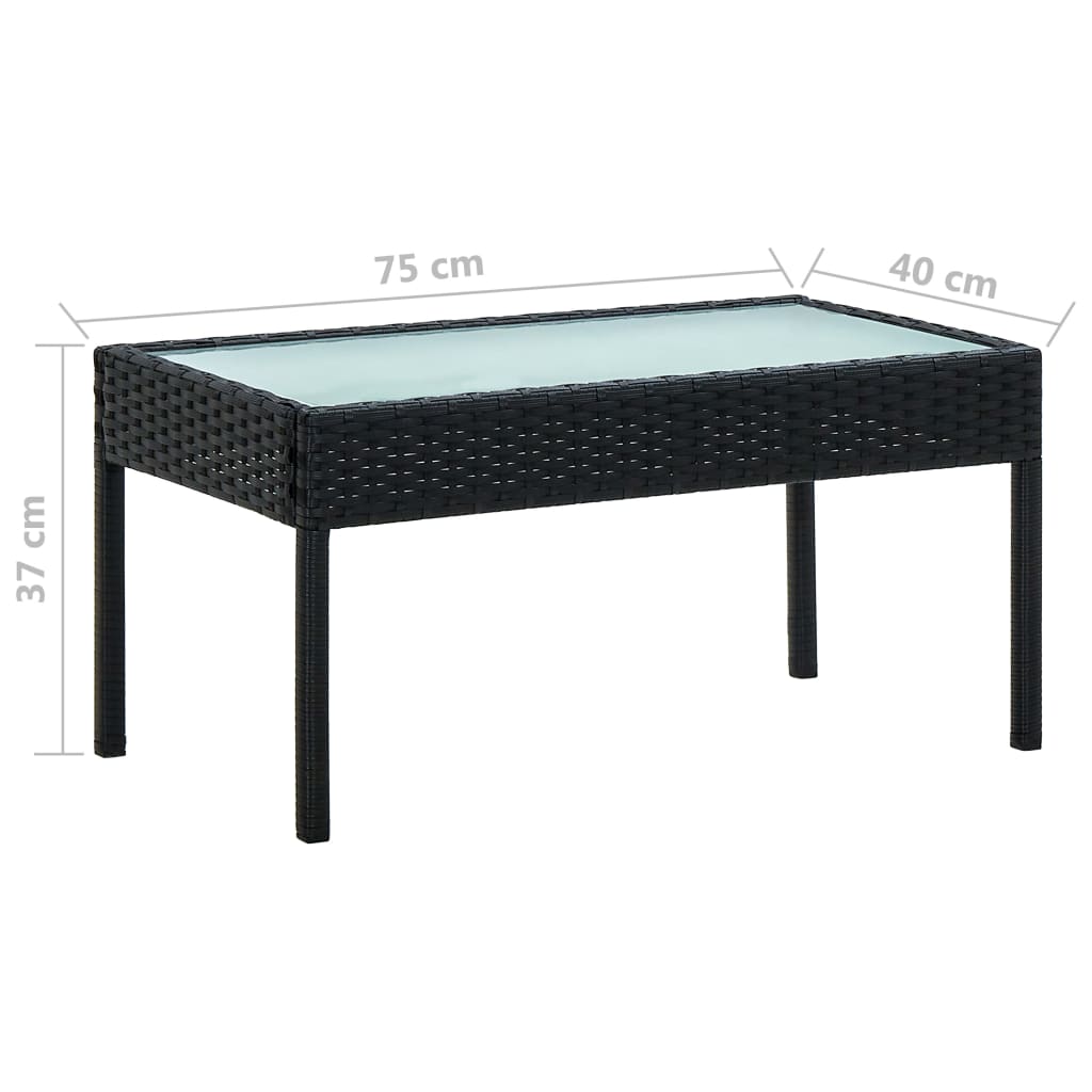 4-tlg. Garten-Lounge-Set mit Auflagen Poly Rattan Schwarz