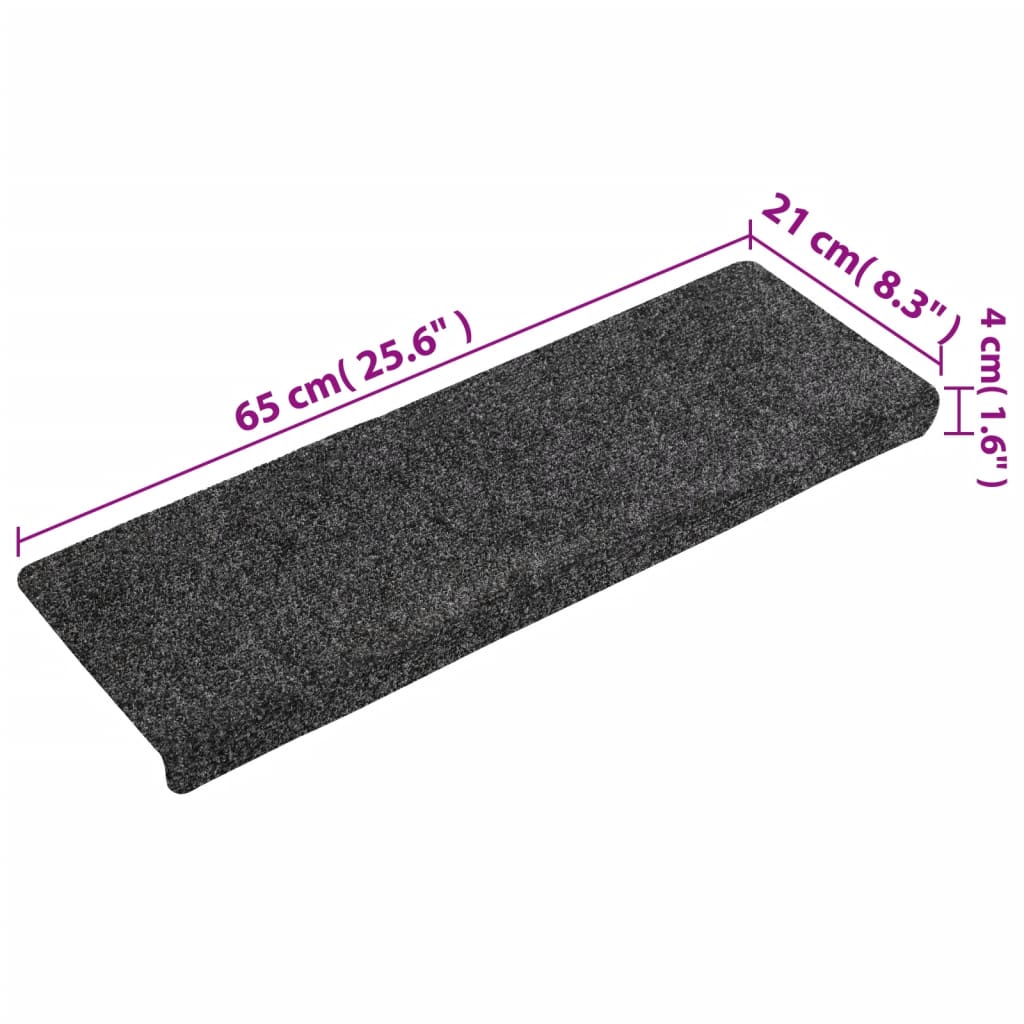 Stufenmatten Selbstklebend 15 Stk. 65x21x4 cm Dunkelgrau Rechteckiger Rand