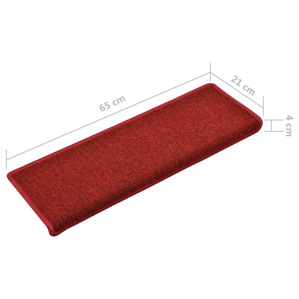 Stufenmatten 15 Stk. 65x21x4 cm Rot Rechteckiger Rand