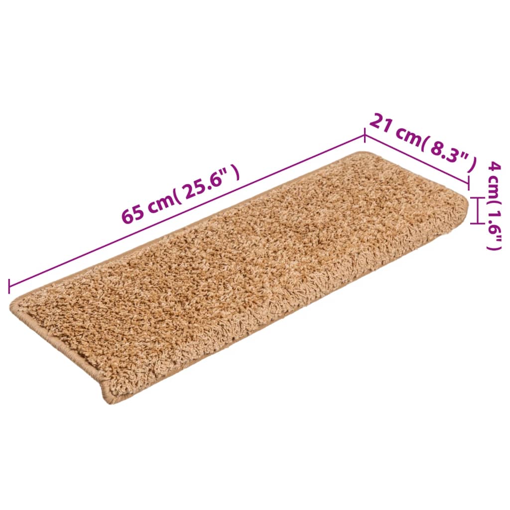 Stufenmatten 15 Stk. 65x21x4 cm Beige Rechteckiger Rand