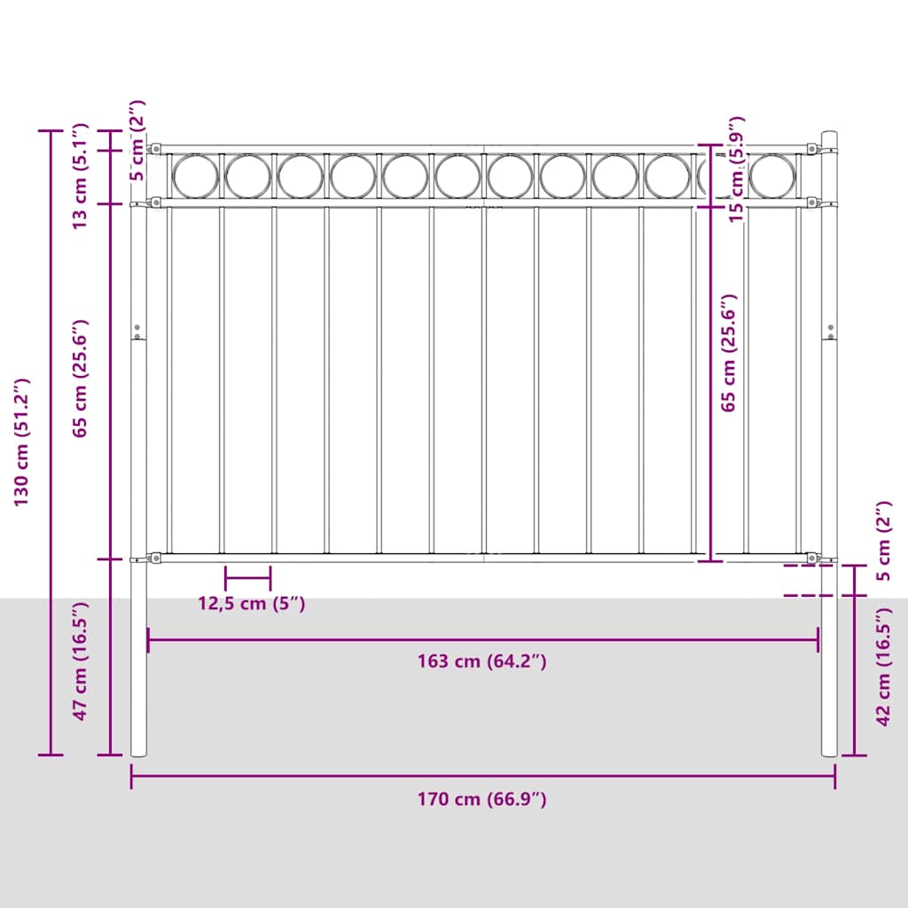 vidaXL Gartenzaun Stahl 1,81x0,8 m Schwarz