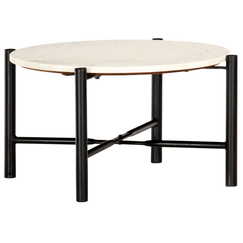 vidaXL Couchtisch Weiß 60×60×35 cm Echtstein in Marmoroptik