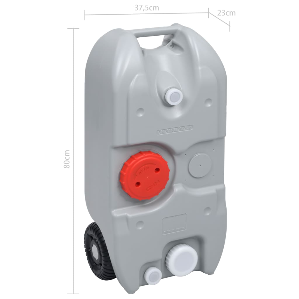 vidaXL Camping-Wassertank mit Rollen 40 L Grau