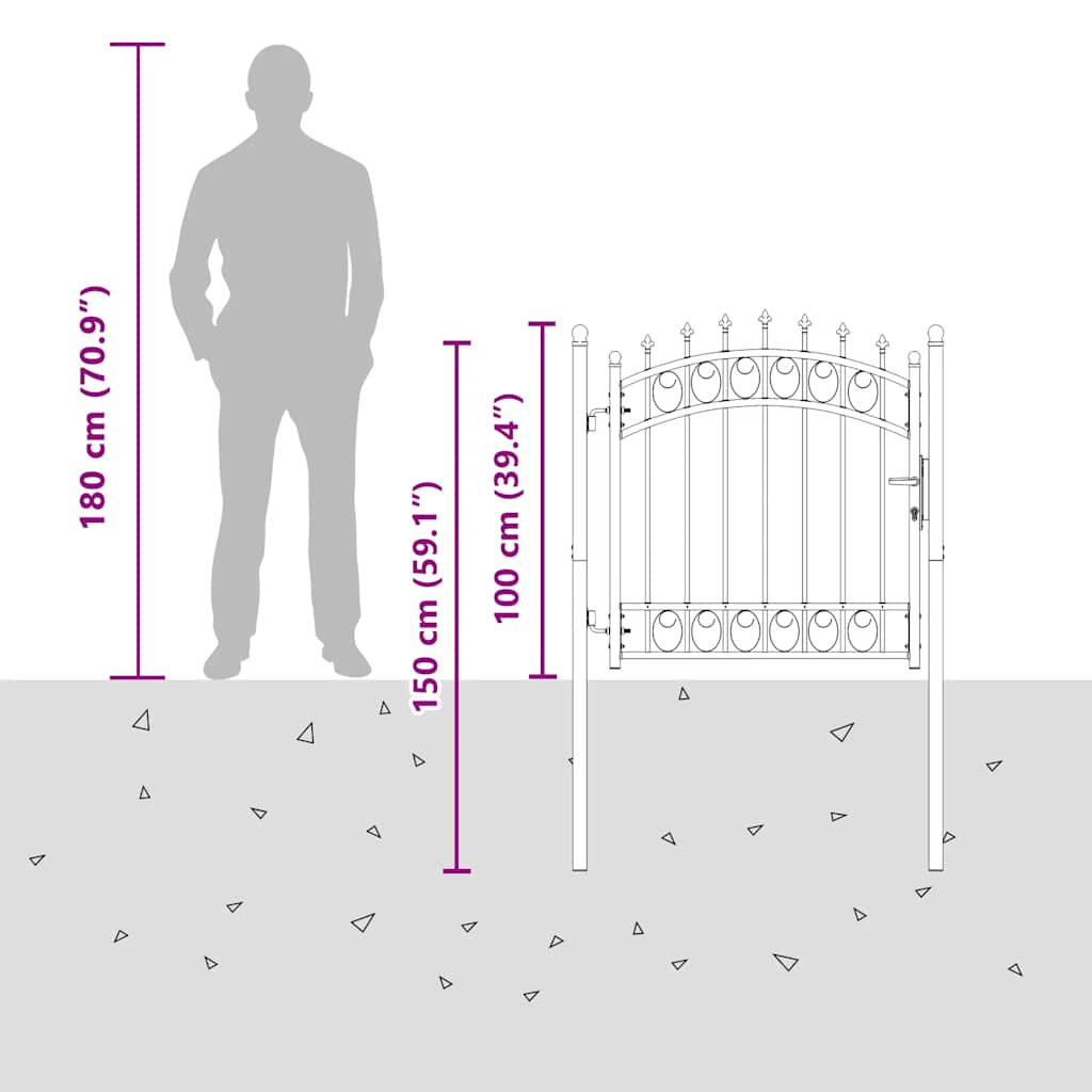 Zauntor Emmen mit Spikes Stahl 103 x 97 cm Grün