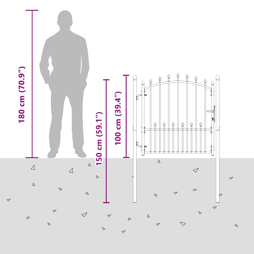 Zauntor Emmen mit Spikes Stahl 104 x 97 cm Grün