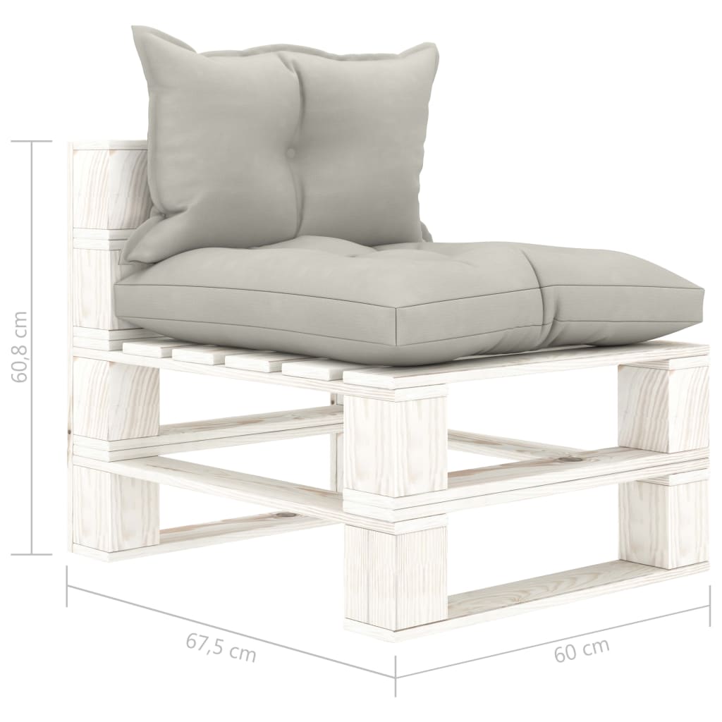 Garten-Paletten-Mittelsofa mit Kissen in Taupe Holz