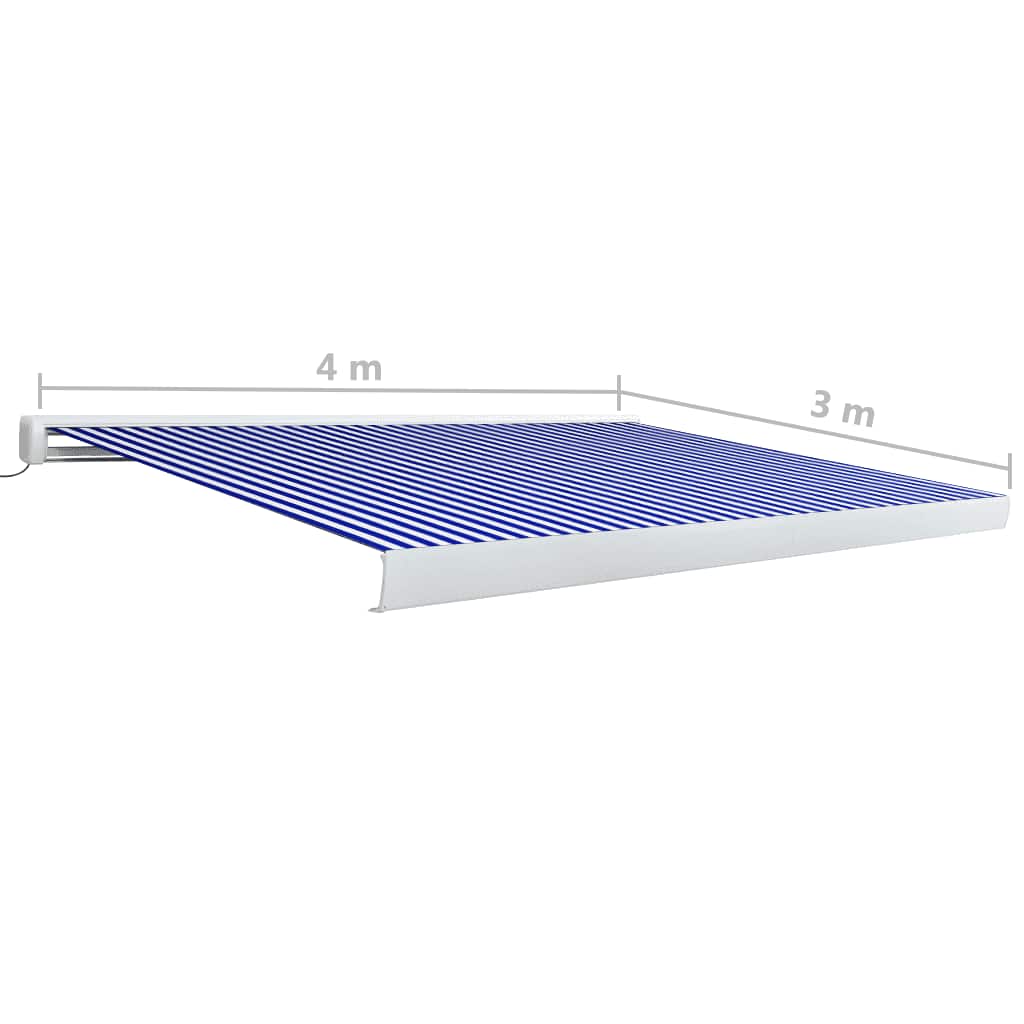 vidaXL Kassettenmarkise mit Motor 400x300 cm Blau und Weiß