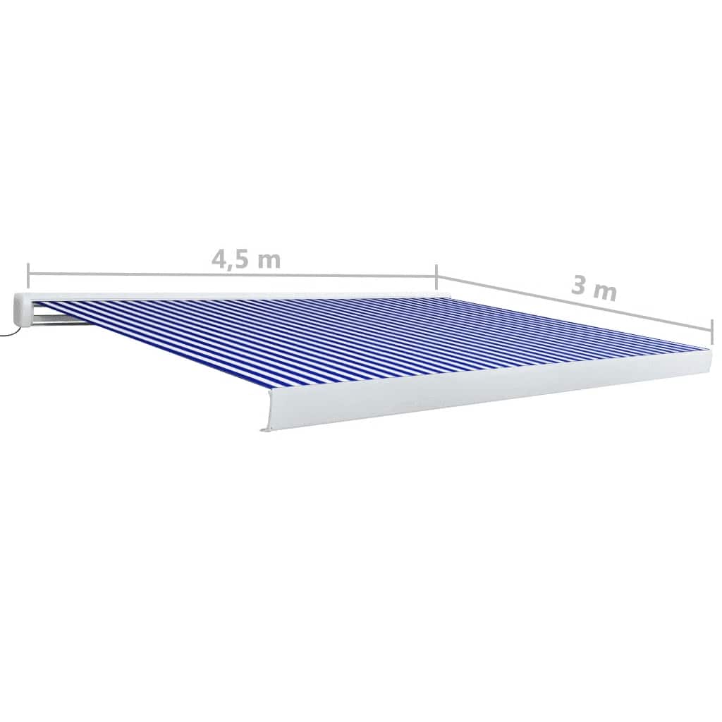 vidaXL Kassettenmarkise mit Motor 450x300 cm Blau und Weiß