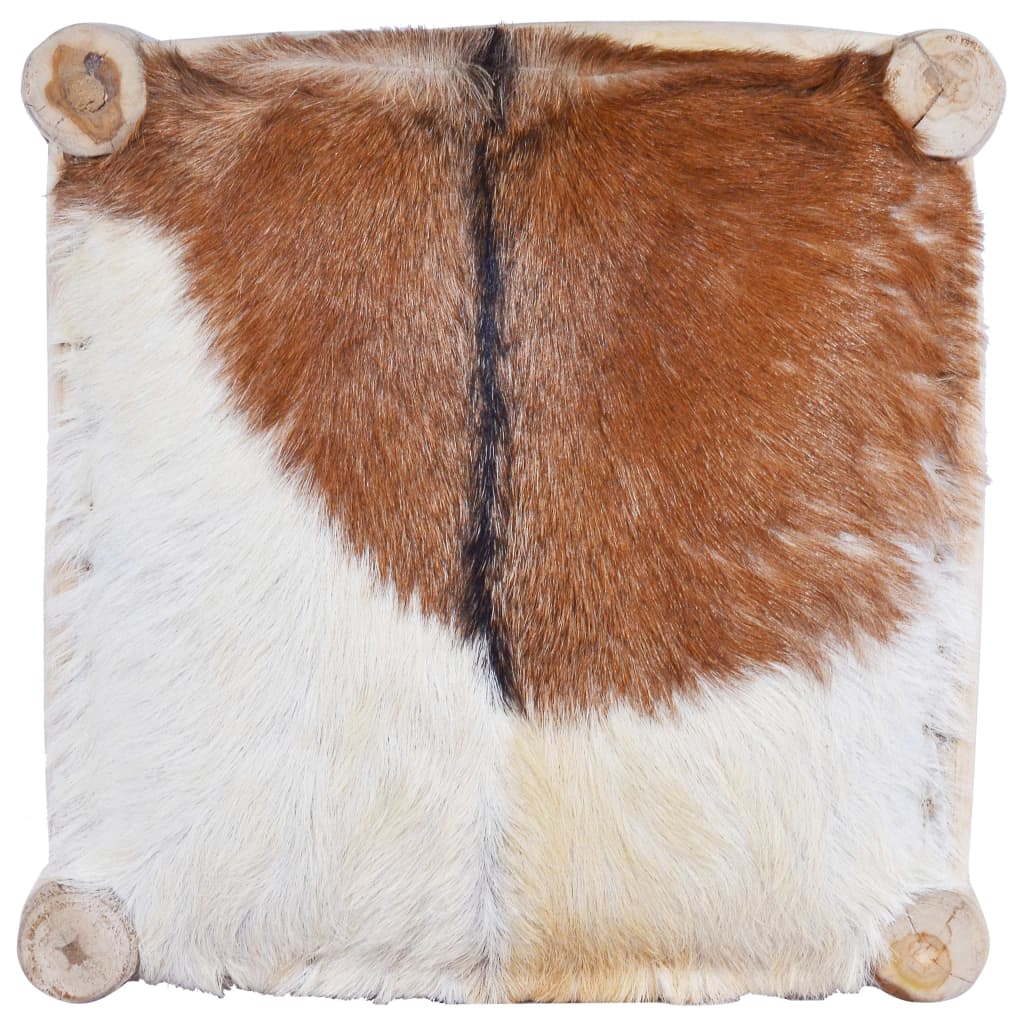 Barhocker Echtes Ziegenfell und Teak Massivholz