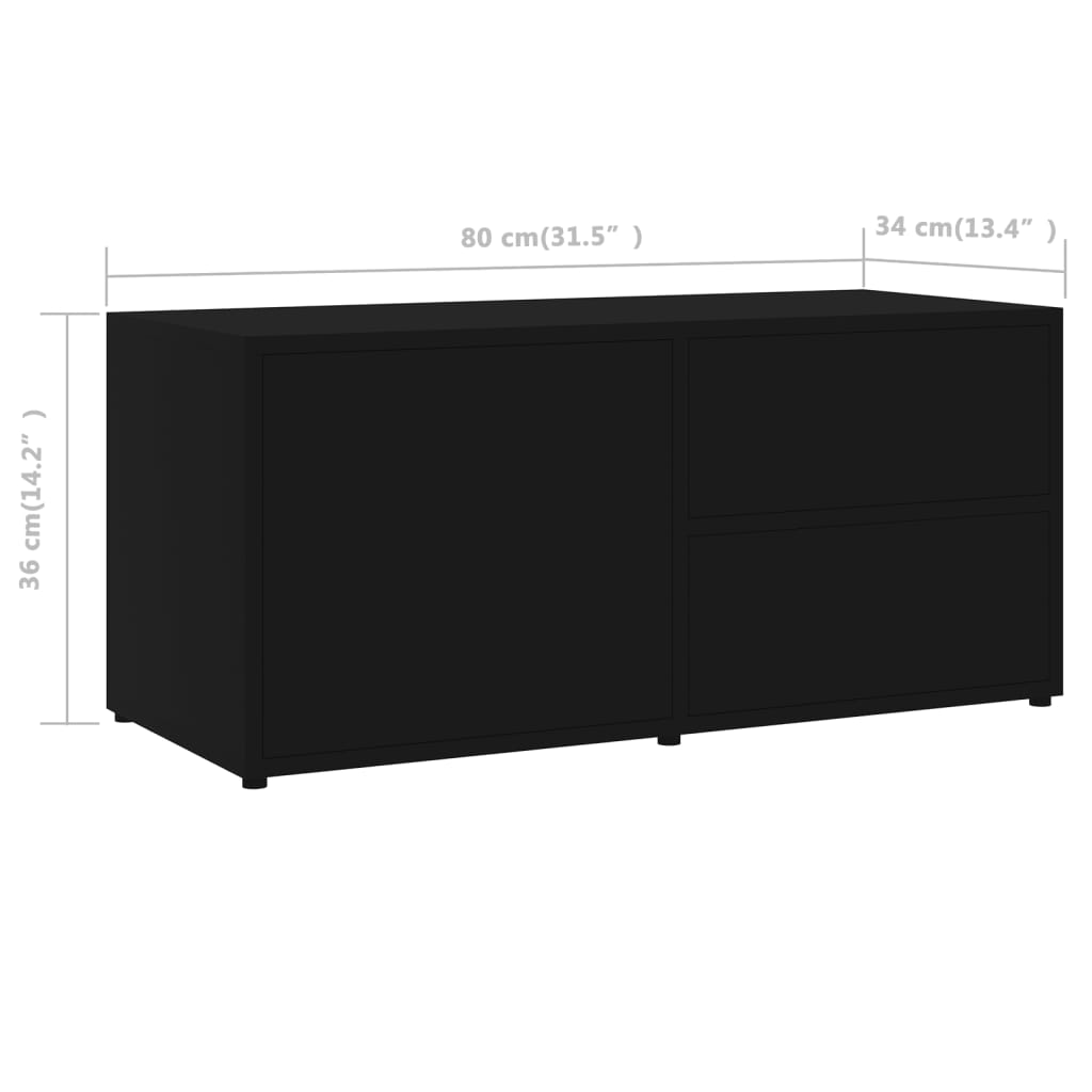 Meuble TV vidaXL noir 80x34x36 cm Bois d'ingénierie