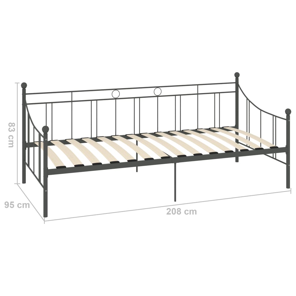 vidaXL Tagesbett-Rahmen Grau Metall 90×200 cm