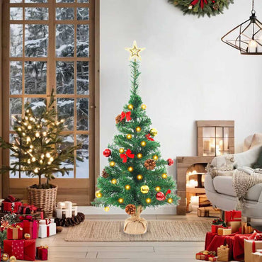 vidaXL Künstlicher Weihnachtsbaum mit Beleuchtung & Kugeln Grün 64 cm