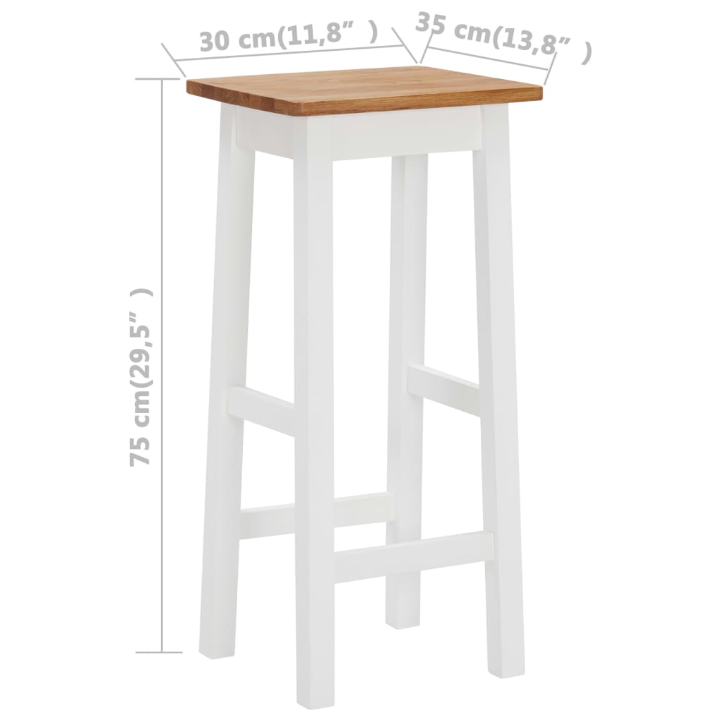 vidaXL Barhocker 2 Stk. Eiche Massivholz