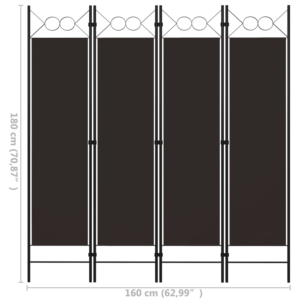 vidaXL 4-tlg. Raumteiler Braun 160 x 180 cm