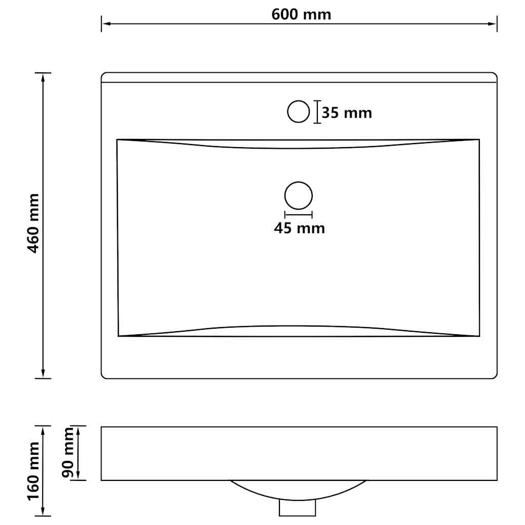 Luxus-Waschbecken mit Hahnloch Matt-Hellgrün 60x46 cm Keramik