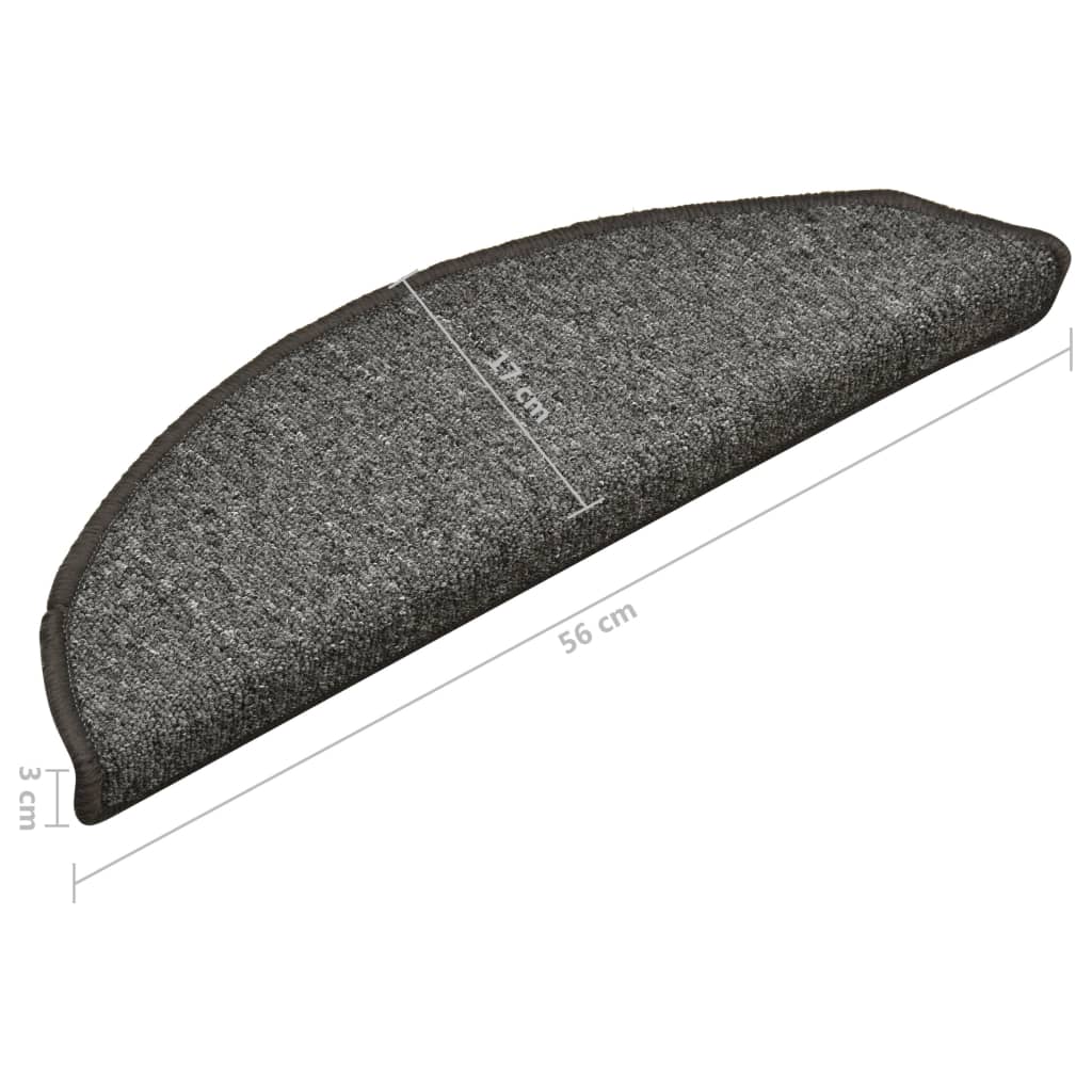 Stufenmatten 15 Stk. 56x17x3 cm Dunkelgrau Halbrund