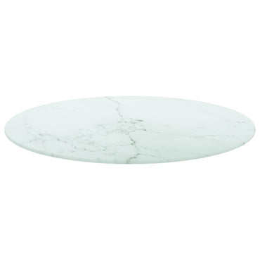 vidaXL Plateau de table Blanc Ø70x0,8 cm Verre trempé aspect marbre