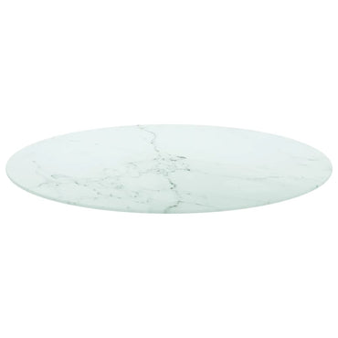 vidaXL Plateau de table Blanc Ø80x1 cm Verre trempé aspect marbre
