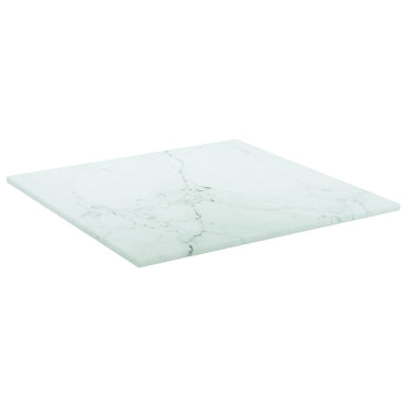 vidaXL Plateau de table Blanc 30x30 cm Verre trempé 6 mm aspect marbre