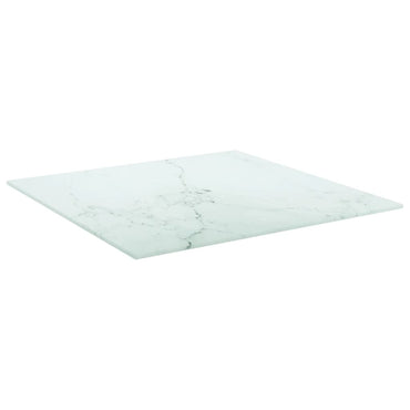 vidaXL Plateau de table Blanc 50x50 cm 6 mm Verre trempé aspect marbre