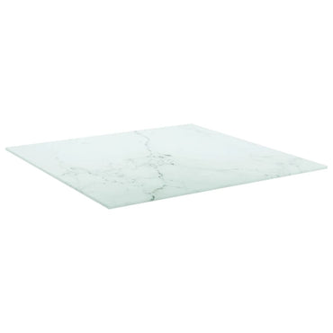 vidaXL Plateau de table Blanc 60x60 cm Verre trempé 6 mm aspect marbre