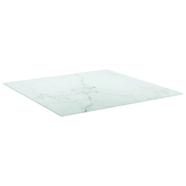 vidaXL Plateau de table Blanc 70x70 cm Verre trempé 6 mm aspect marbre