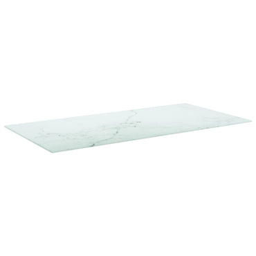 vidaXL Plateau de table Blanc 100x50 cm Verre trempé 6 mm aspect marbre