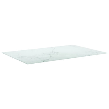 vidaXL Plateau de table Blanc 100x62 cm Verre trempé 8 mm aspect marbre
