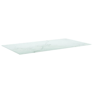 vidaXL Plateau de table en verre trempé blanc 120x65 cm 8 mm effet marbre