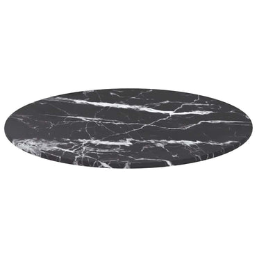 vidaXL Plateau de table noir Ø40x0,8 cm Verre trempé aspect marbre