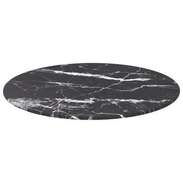 vidaXL Plateau de table noir Ø50x0,8 cm en verre trempé aspect marbre