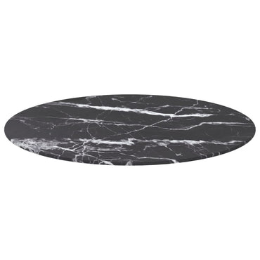 vidaXL Plateau de table noir Ø70x0,8 cm Verre trempé aspect marbre