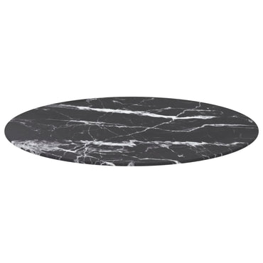 vidaXL Plateau de table noir Ø80x1 cm verre trempé effet marbre